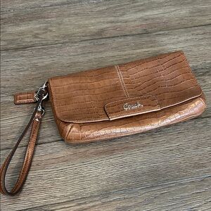 Coach Ashley Convertible Croc Embossed Wristlet Clutch